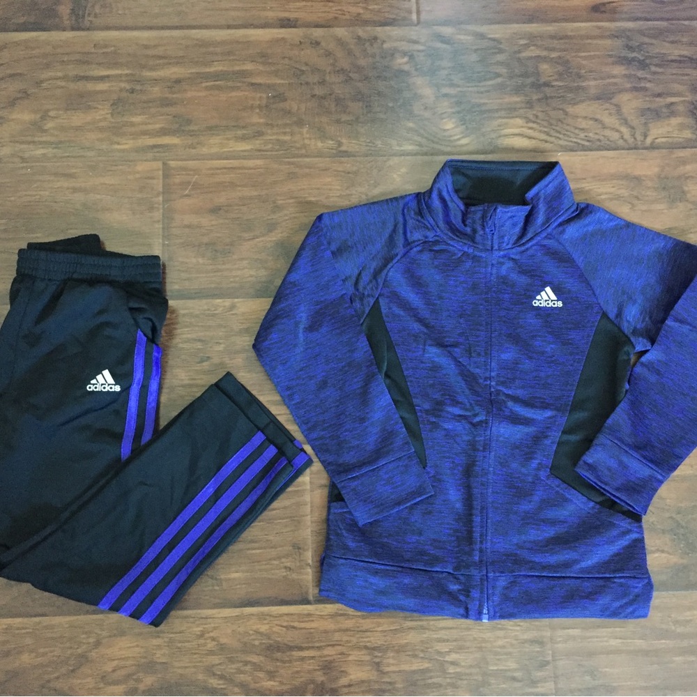 New! Girls Purple Adidas Tracksuit
